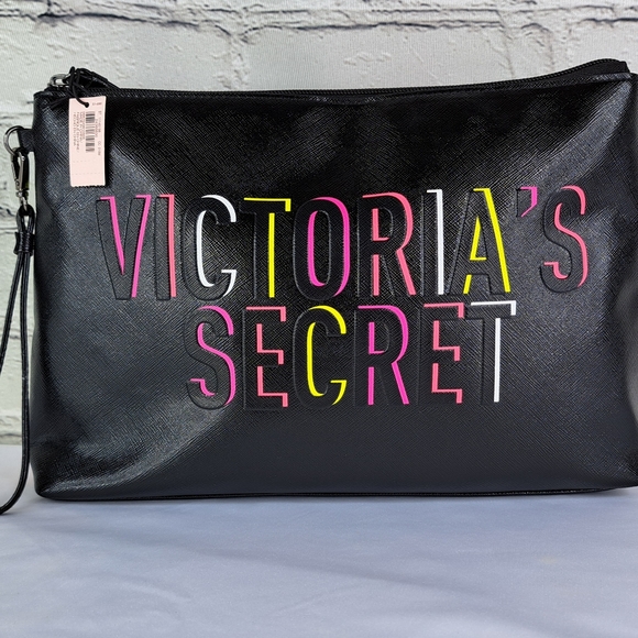 'VICTORIA'S SECRET' 'WILDFLOWER' LOGO TOP~ZIP TRAVEL/COSMETIC WRISTLET BAG - Picture 5 of 16